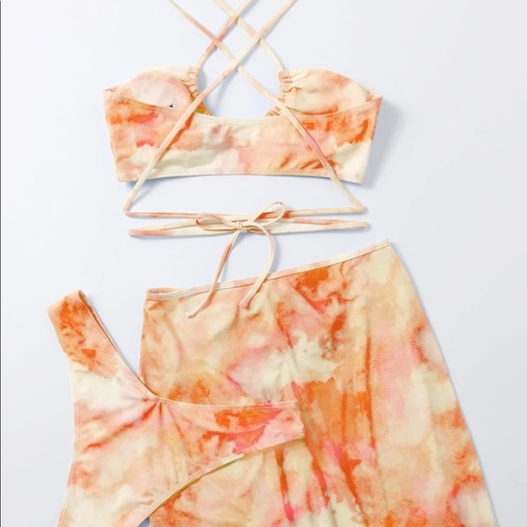 Shein 3pack Tie Dye Bikini Swimsuit With Cover Up - Picture 2 of 5